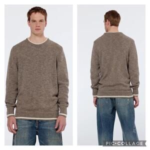Scotch Soda Melange Crewneck Cotton Sweater Brown Mens Small